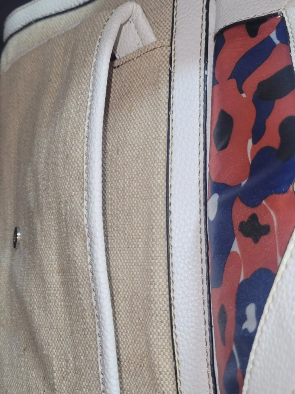Dana Buchman Beige and White Straw Satchel [Item # HR#05]